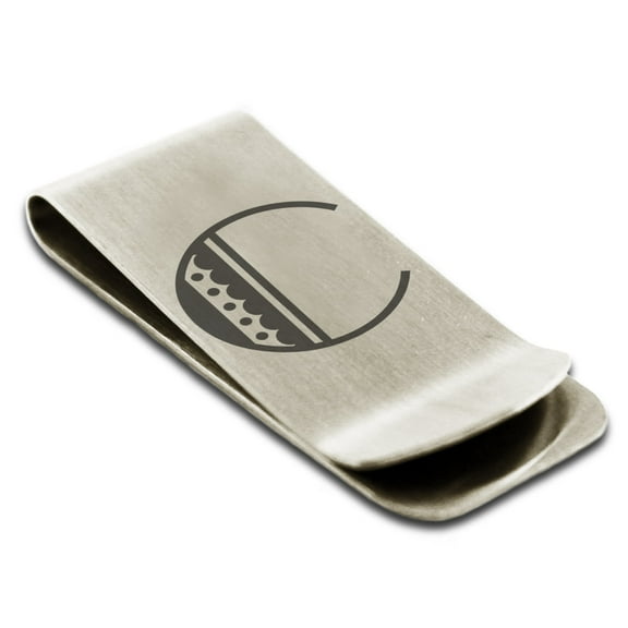 Tioneer Stainless Steel Letter C Initial Metro Retro Monogram Engraved Engraved Money Clip Credit Card Holder