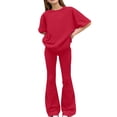 thumbnail image 7 of CCRFTGI Summer Outfits for Child Girls Size 10-12 Cute Y2k 2 Piece Outfits Oversized T Shirts and Flare Pants High Waist Active Gym Girls Summer Clothes Red 7-8 Years, 7 of 7
