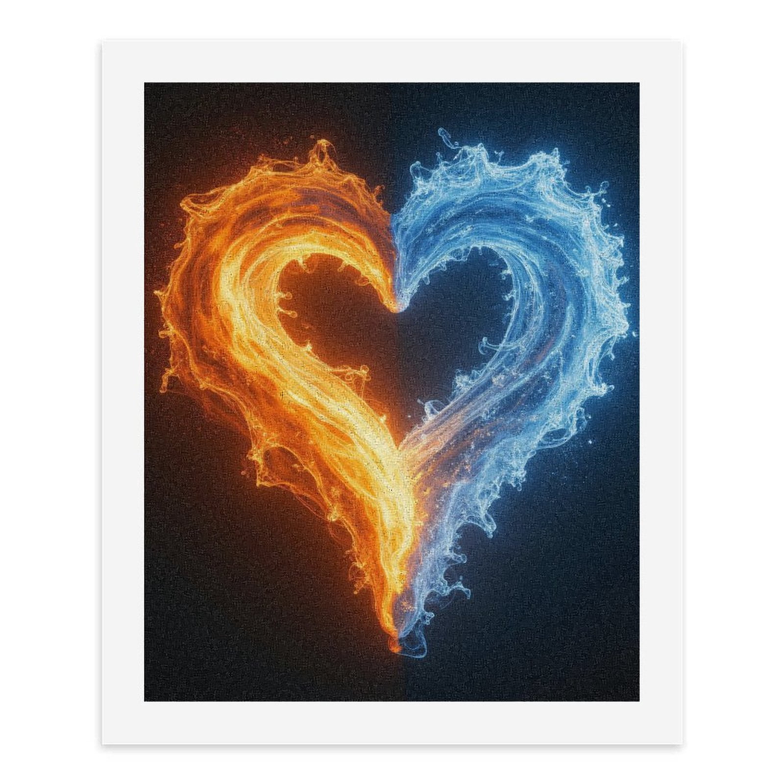 Paint By Numbers Kit for Adults Beginner - DIY Fire Water Heart Mix Art Canvas Painting Kits for Adults, Frameless Paint By Number for Adults for Home Wall Decor 16x20 Inch
