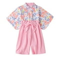 thumbnail image 1 of TZEWGL Floral Print Short Sleeve Shorts Kimono Pajamas Robe Clothes Outfit Sets For Girl Home And Outside Wear For Toddlers size, 1 of 4
