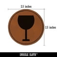 thumbnail image 2 of Wine Glass Solid 2.5" Faux Leather Round Engraved Iron-On Patch - Brown, 2 of 6