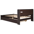 thumbnail image 6 of Full Size Bed with Trundle, Full Storage Bed with Bookcase Headboard, Pull Out  Platform Bed with Wood Bed Frames for Bedroom, Guest Room, 6 of 9