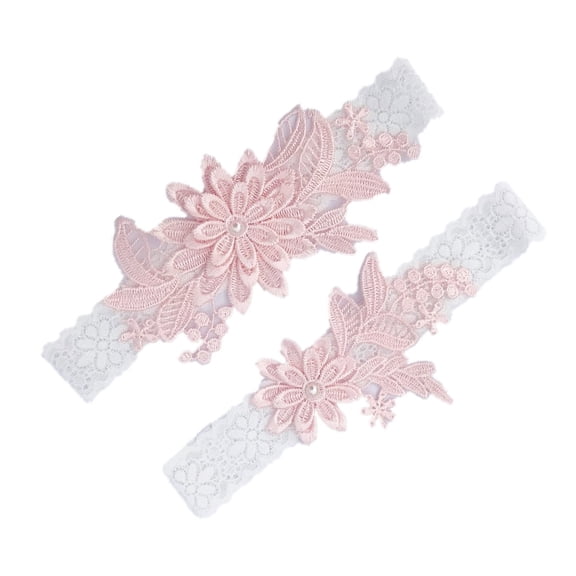 LOLIPPYY 2-Pack Women's Lace Suspenders with Rhinestone Wedding Belt, Elegant Style for Party and Special Occasions