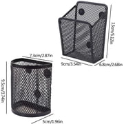 2 Models Mesh Pen Holder for Desk Casewin Black Wire Mesh Pencil Holder, Mesh Pen Holder Square&Pen Holder Round Shape, Magnetic Pencil Holder, for Refrigerator, Desk Whiteboard, Locker Accessories