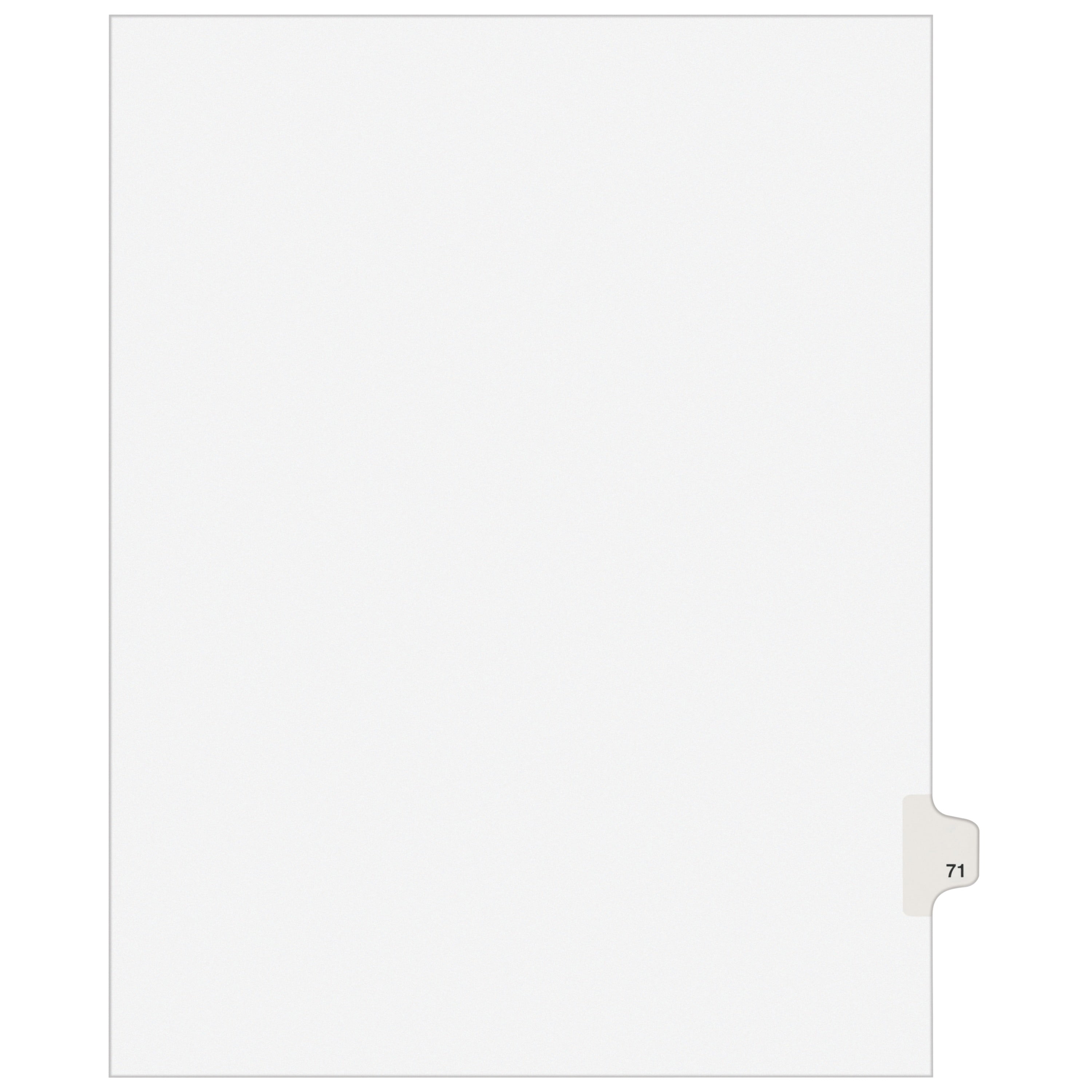 25/Pack Title: 71 Letter Avery 01071 Avery-Style Legal Exhibit Side Tab Divider White 
