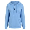 thumbnail image 5 of UngA Women Hoodies Pulllover Long Sleeve Half Button Hoodies Fall Fashion Sweatshirts Hooded Tunic Tops Oversized Hoodie Women (Light Blue,L), 5 of 7