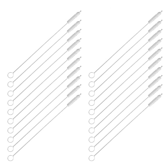 FENGGUIQU 20 Pcs Drinking Straw Cleaning Brushes with Flexible White Bristles for Thorough and Easy Cleaning