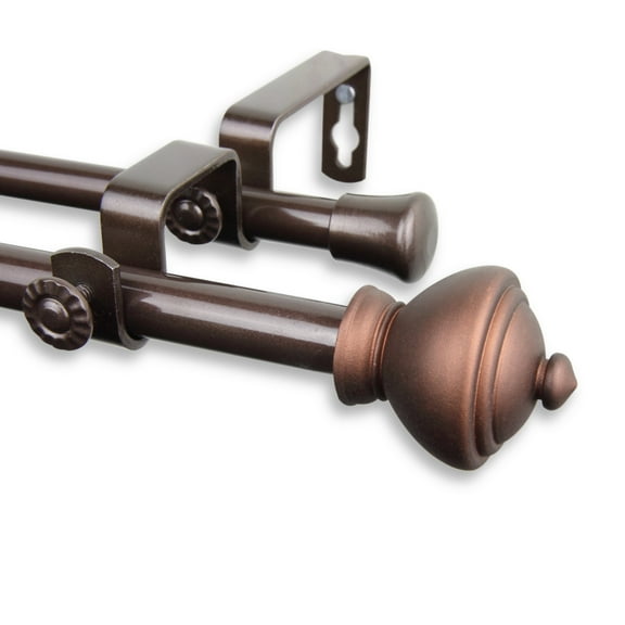 Giannie Double Curtain Rod 5/8 inch dia. 28-48 Inch - Cocoa