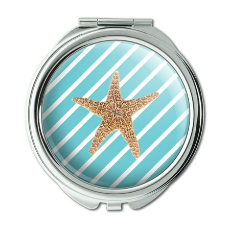 - Starfish Fun Tropical Beach Birthday Wedding Compact Purse Mirror