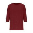 thumbnail image 4 of Bixock Women's 3/4 Sleeve Blouse,Soild Color Crew Neck Tops,Crewneck Loose Fitted Casual Soft Comfortable Daily Wear T-shirts, 4 of 5