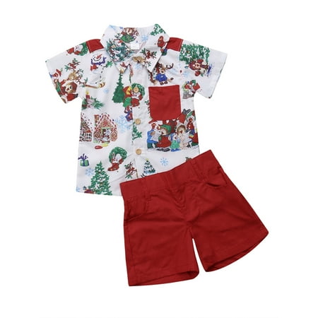 

Shuttle tree baby Boy s Christmas Shirt Suit Short Sleeve Lapel Collar Shirt and Shorts