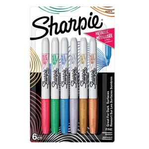 Sharpie Metallic Permanent Markers, Fine Tip, 6 Count