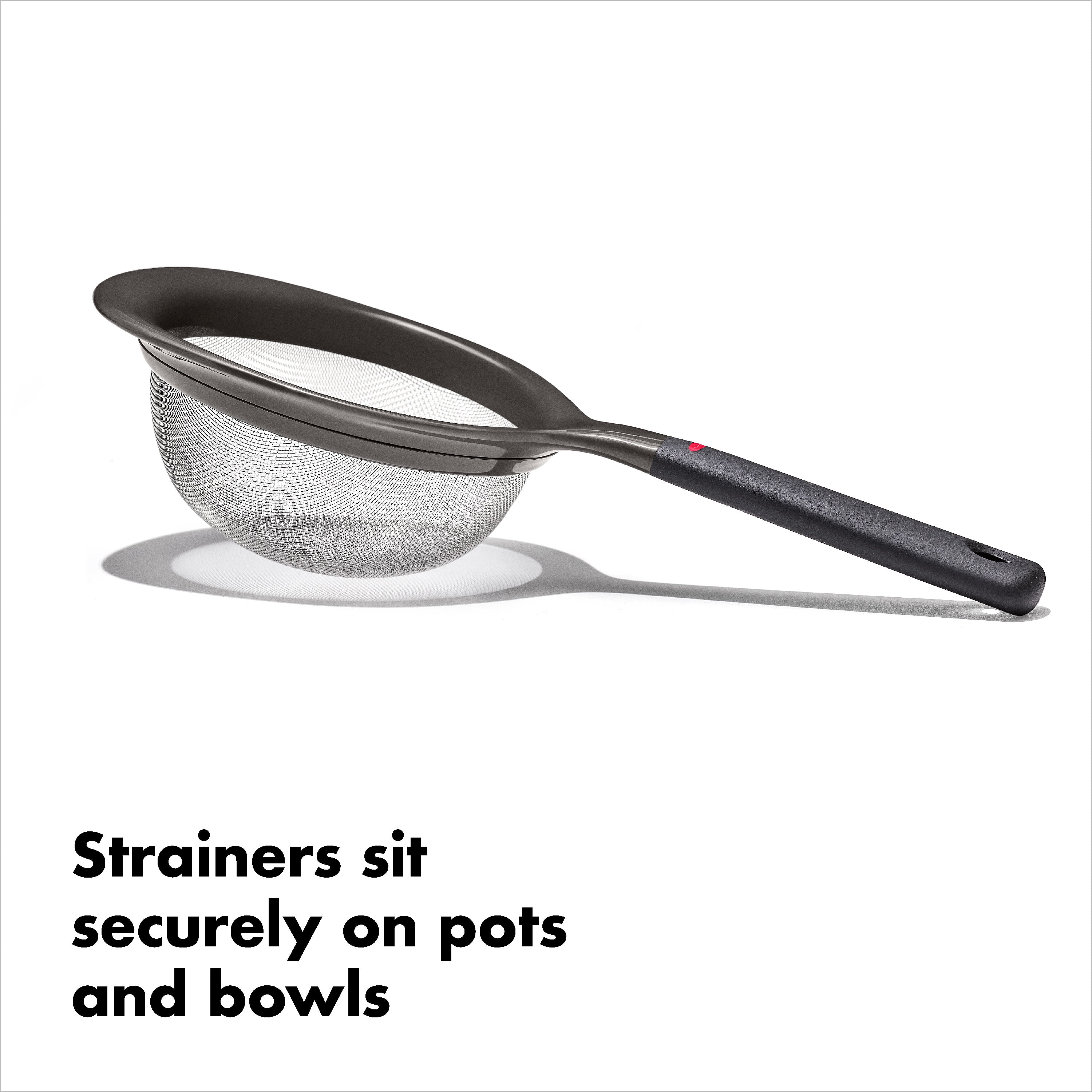 OXO SoftWorks 6-Inch Fine Mesh Strainer – Stainless Steel Sieve with Non-Slip Handle for Sifting & Straining