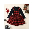 thumbnail image 3 of Bagilaanoe 2Pcs Toddler Baby Girls Overalls Dress Set Ribbed Long Sleeve Pullover Tops + Plaid Suspender Skirt 12M 18M 24M 3T 4T 5T Kids Christmas Outfits, 3 of 8