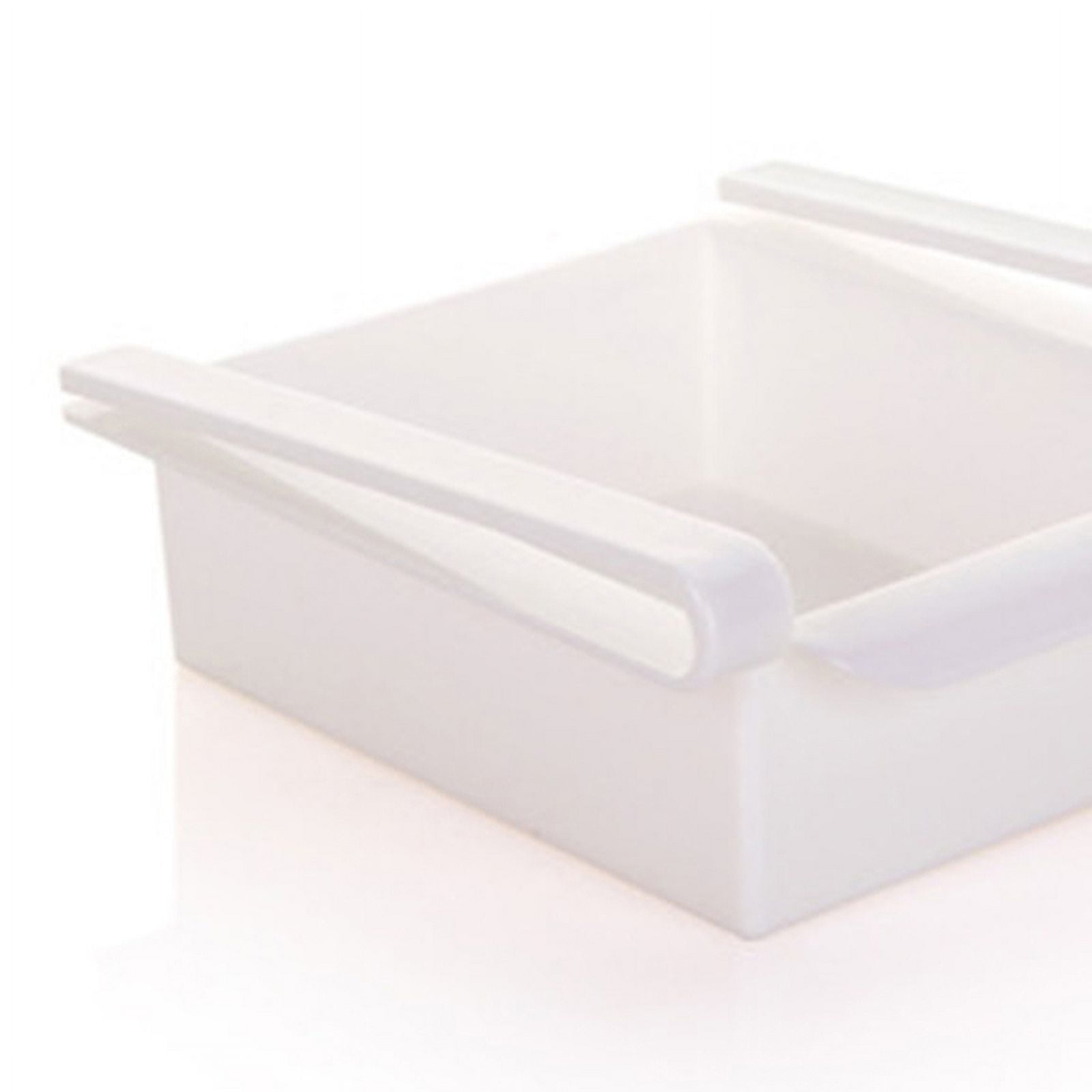 3Pcs Retractable Drawer Type Refrigerator Storage Box Food Fresh Keeping Classified Organizer Container Basket Fridge Shelf Holder Plastic Storage Bins White