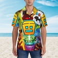 thumbnail image 2 of Lsque Geometry Dash Pattern Hawaiian Shirt for Men Unisex Summer Beach Casual Short Sleeve Cotton Linen Button Down Shirts-3X-Large, 2 of 6