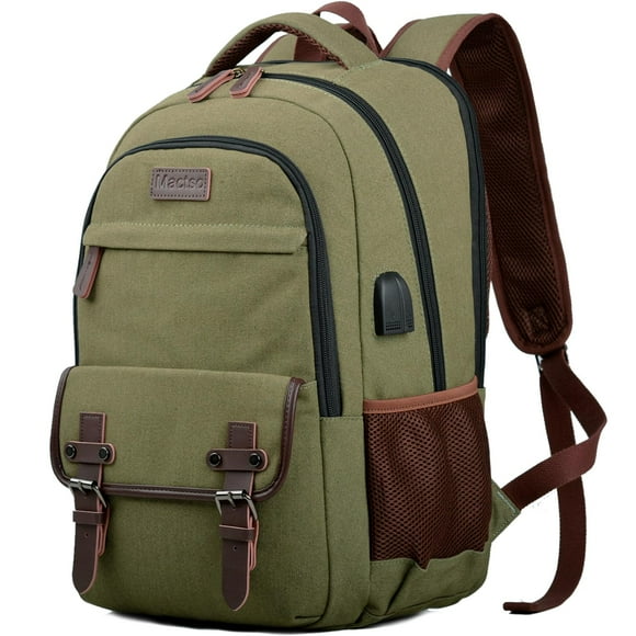 Mochila Mactso Canvas Travel Laptop 15.6 pulgadas con puerto de carga USB