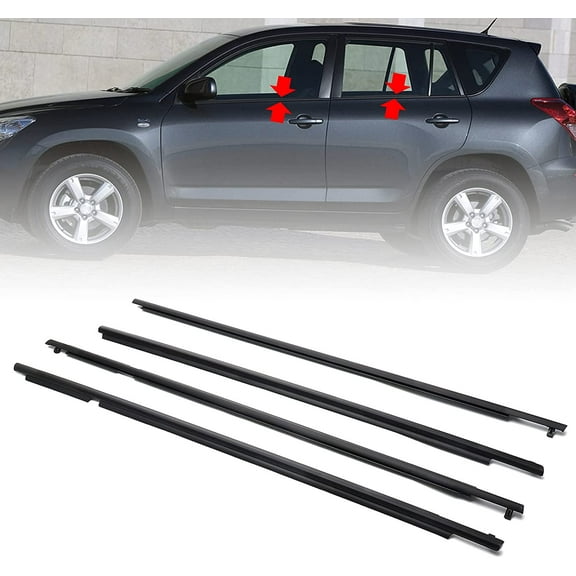 LABLT 4PCS Window Weatherstrip Sweep Moulding Felts Outside for Toyota RAV4 2006-2008