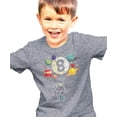 thumbnail image 2 of Olive Loves Apple 8th Birthday Rocket Astronaut Themed T-Shirts with Moon Balloon and Planets for Boys and Girls Granite Heather Shirt Youth Small, 2 of 5