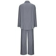 thumbnail image 5 of Ecqkame 2 Piece Outfits for Women Cotton Linen Long Sleeve Button Shirt and Flare Wide Leg Pants Streetwear Gray M, 5 of 5