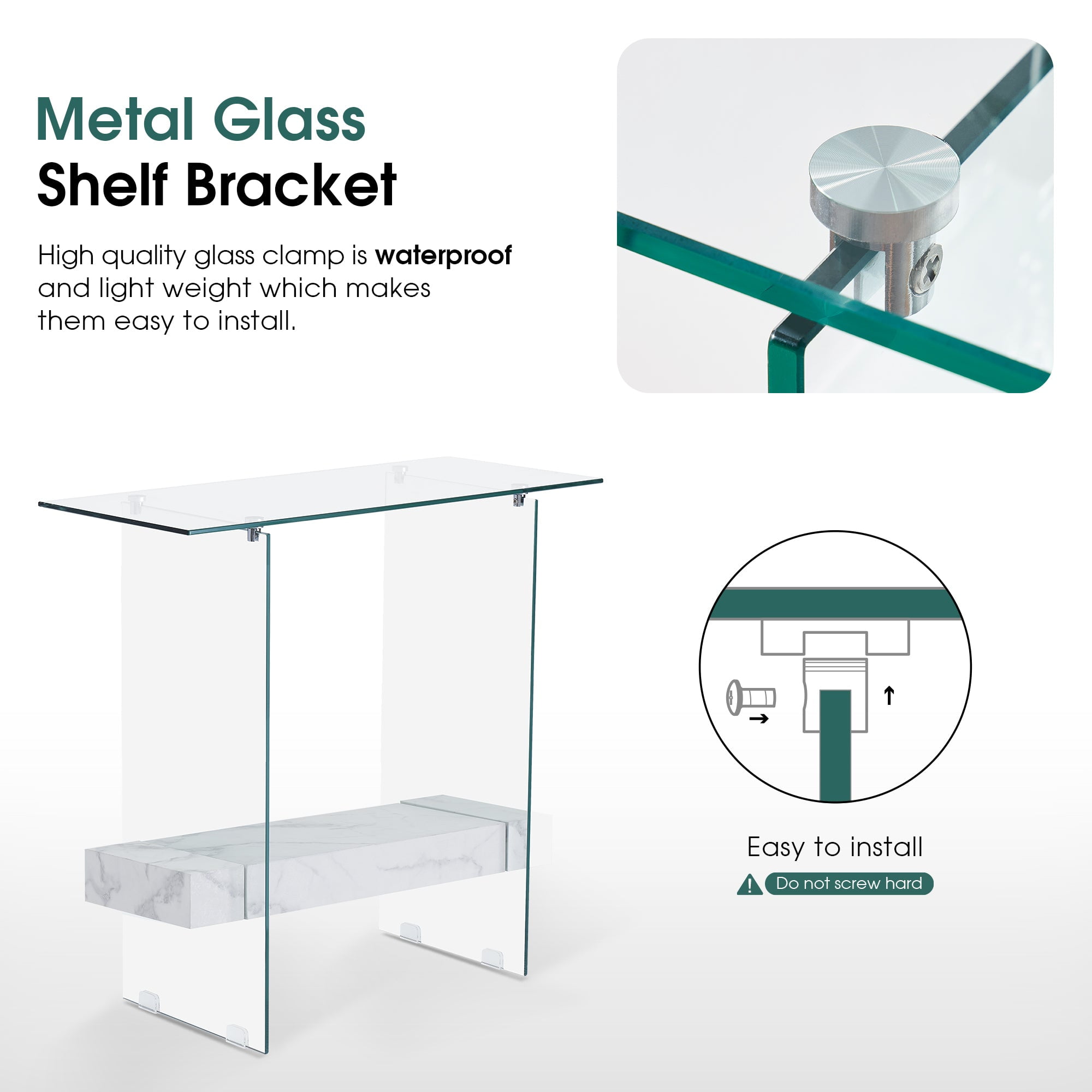 ivinta Narrow Glass Console Table with Storage Modern Sofa Table Entryway Table Glass Writing Desk Small Computer Desk TV Table Buffet Table Modern Accent Table for Small Space