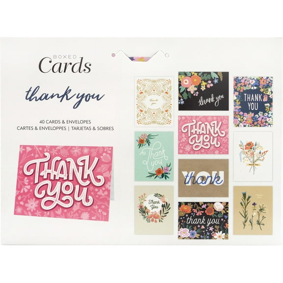 American Crafts A2 Cards W/Envelopes 4"X6" 40/Box-Blank - Thank You