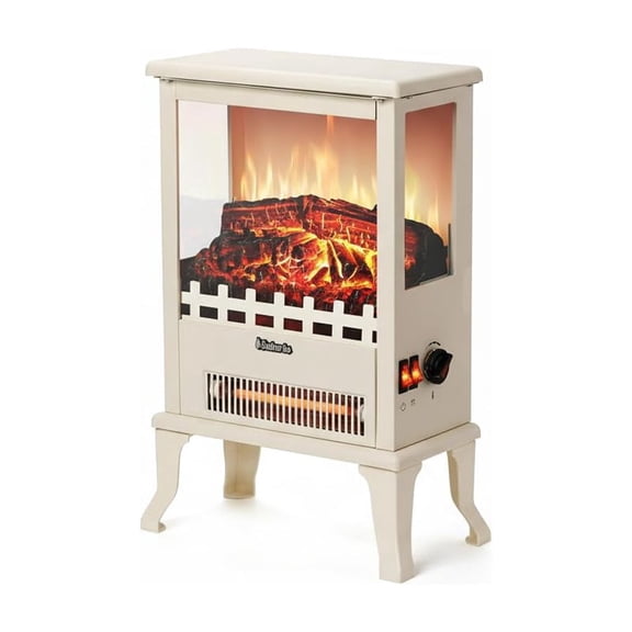1500W Infrared Electric Fireplace Stove Heater, 19 in Freestanding Portable - 3-Sided Glass View - Realistic LED Flame Effect - Adjustable Temperature Control - Tip-Over & Overheat Protection