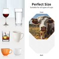 thumbnail image 6 of Lsque Countryside Flower Cow Pattern 4" Drink Coasters Set of 4, PVC Leather Absorbent Coasters, Table Coaster Set Decorative Coffee Cup Coasters Housewarming Gift -Octagon, 6 of 6