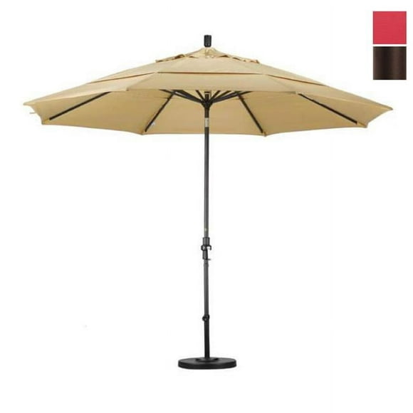11' Aluminium Marché Umbrella Collier Inclinaison Bronze/oléfine/rouge/dwv