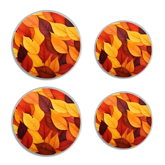 Round Stove Burner Covers 4 Pcs Metal Electric Stove Burner Covers 8Inch And 10Inch ,Autumn Red Maple Leaves Thanksgiving Day Elegant