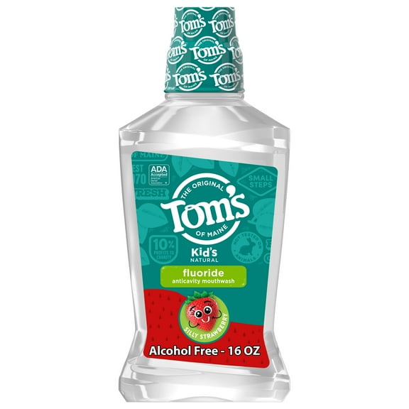 Tom's of Maine Children's Anticavity Fluoride Rinse Mouthwash, Silly Strawberry, 16 oz. 6-Pack