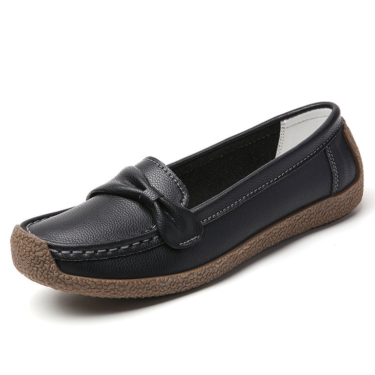 Elegant Black Leather Slip-On Loafers with Cushioned Insole Amazon.com | DeYashopin Women main image 4