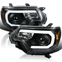 Spec-D Tuning Black LED Light Bar Projector Headlights Compatible with 2012-2015 Toyota Tacoma, Left   Right Pair Headlamps Assembly