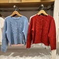 thumbnail image 3 of YunPes Cable Knit Cardigan for Girls Button Down Crewneck Long Sleeve Crop Sweater Fall Winter Lightweight Warm Tops, 3 of 4
