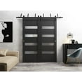 thumbnail image 3 of Slab Barn Door Panel 24 x 80 inches | Quadro 4113 Matte Black Frosted Glass | Sturdy Finished Interior Doors | Pocket Closet Sliding, 3 of 5