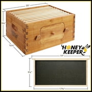 Deep Brood Box with Window, 100% Beeswax Coated Beehive Kit with 10 Wooden Frames and Waxed Foundations for Langstroth Beekeeping
