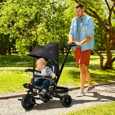 Qaba Kids Tricycle 4 in 1 Trike with Reversible Seat  Black price history on PriceWatchPro