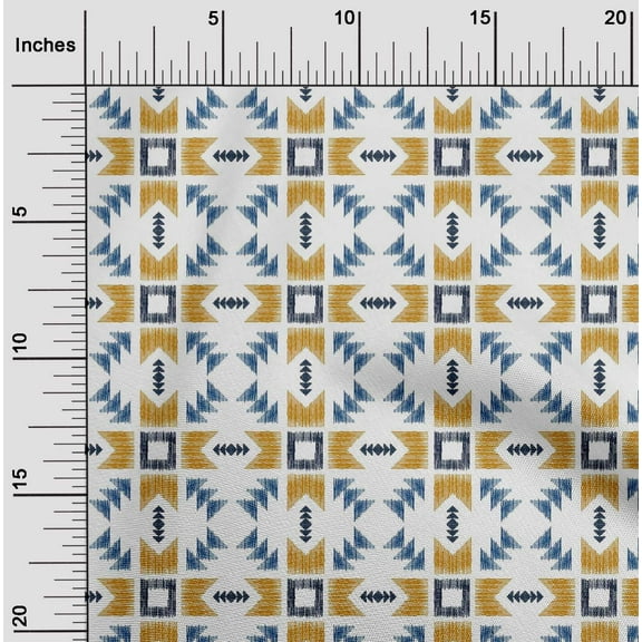 oneOone Organic Cotton Poplin Twill Fabric Geometric Ikat Printed Fabric 1 Yard 42 Inch Wide
