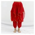 thumbnail image 4 of Long Chiffon Belly Dance Harem Pants Halloween Pants With Gold Trim Women Dancing Pants, 4 of 4