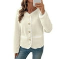 thumbnail image 3 of Women Open Front Sherpas Coat Lace TrimJacket Trendy Long Sleeve Clothes Coatigan Cream White S, 3 of 9