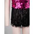 thumbnail image 6 of Kaerm Kid Girls Modern Latin Dance Outfit Halter Sequin Fringed Leotard with Gloves Hot Pink 16, 6 of 7