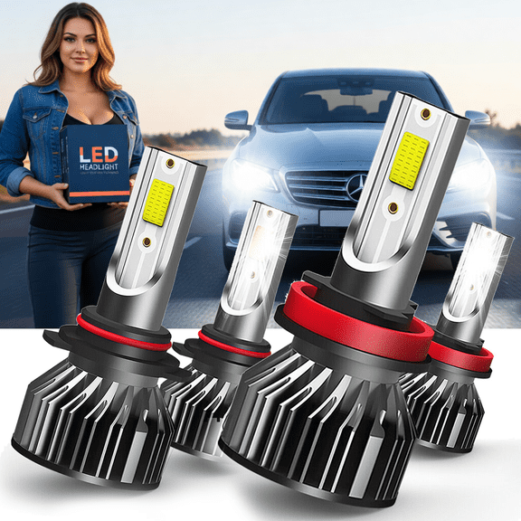 LED Headlight Bulb For Toyota Tundra 2007-2013,9005 High Beam H11 Low Beam,Replacement OEM,6500K White,Plug and Play,Pack of 4