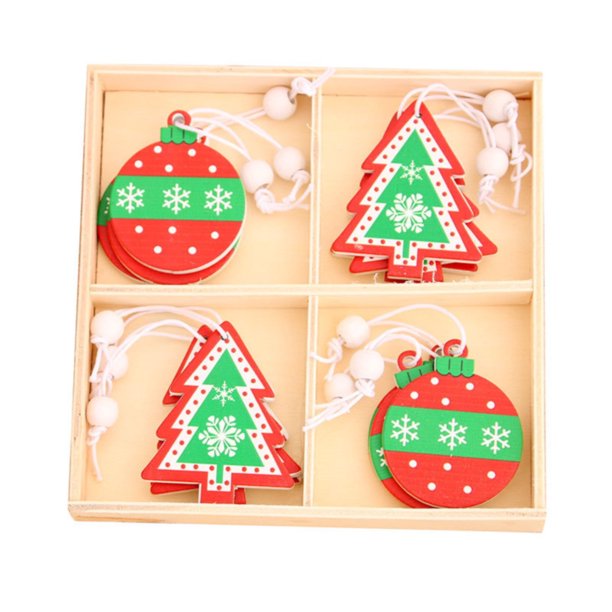 Gibobby 12pcs Adornos colgantes de Navidad Adornos para árboles de Navidad Colgantes de Navidad Adornos en forma de y árbol para el árbol de Navidad(Red)