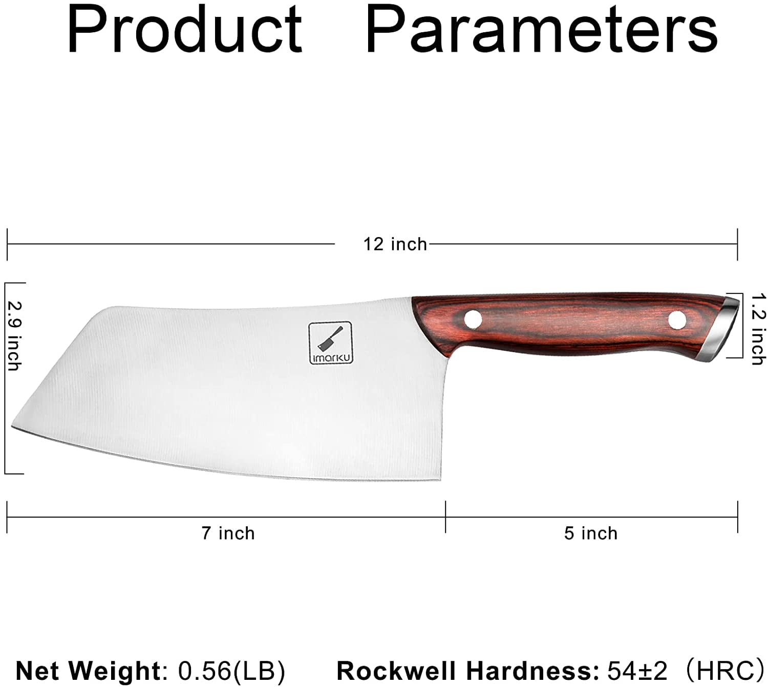 imarku 7 inch Butcher Knife and Cleaver, High Carbon Steel Ultra Sharp  Kitchen Knife with Ergonomic Handle