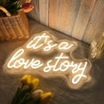 thumbnail image 2 of White Love Story LED Neon Sign | USB-Powered Aesthetic Wall Decor For Bedroom & Living Room | Wedding, Birthday Party Gift With Romantic Glow, 2 of 6