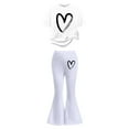 thumbnail image 3 of WOYY Tween Girls Outfits Heart Print Short Sleeve Tshirt Pants Outfits, Sizes 12-13, 3 of 4