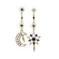 thumbnail image 1 of Long Five Pointed Star Moon Silver Needle Asymmetric Earrings, 1 of 9