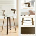 thumbnail image 3 of 26"Mid Century Modern Bar Stools Swivel Counter Height Bar Stools with Back and Dual Arms Faux Leather Upholstered Bar Chairs with Bent Wood Legs for Kitchen Island Black White, 3 of 14