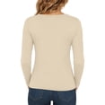 thumbnail image 5 of Utoimkio Women's V Neck Long Sleeve Undershirts Slim Fitted Stretchy Casual Basic Tee for Daily Wear Size XS-XL, 5 of 9