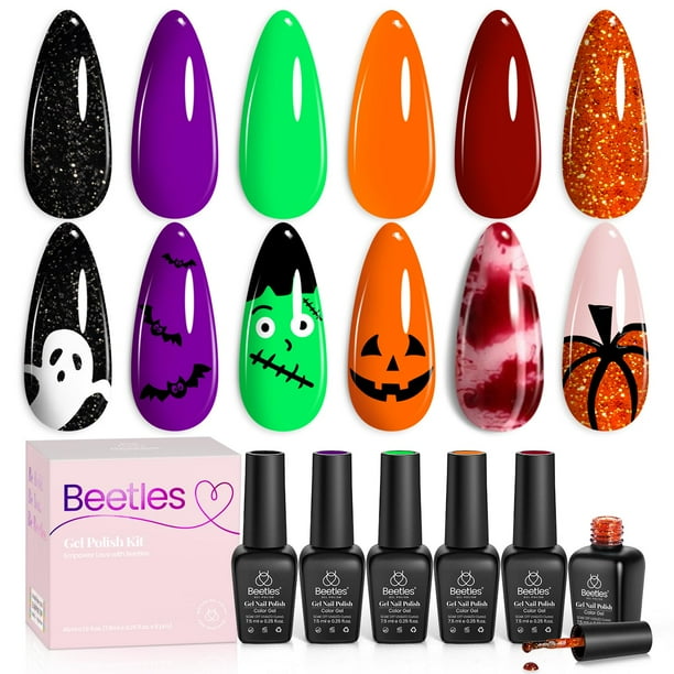 Set de esmaltes de uñas en gel Beetles Hocus Pocus, 6 colores para Halloween